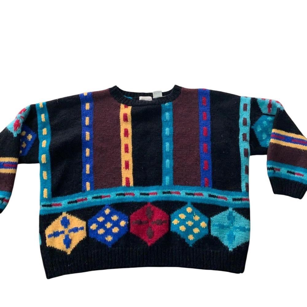 River Trader Vintage Wool Abstract Sweater – Medium – UNIQUE – EUC